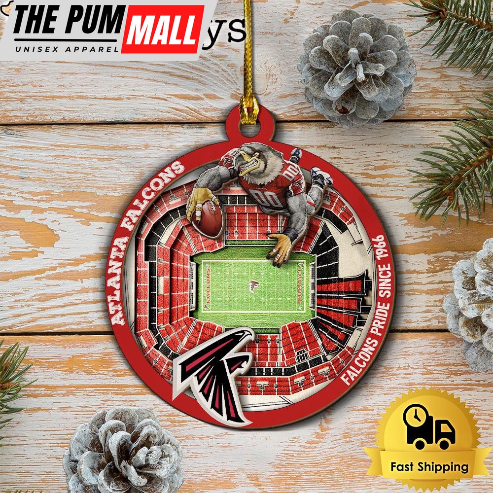 NFL Atlanta Falcons StadiumView Layered Wood Christmas Ornament Limited Edition
