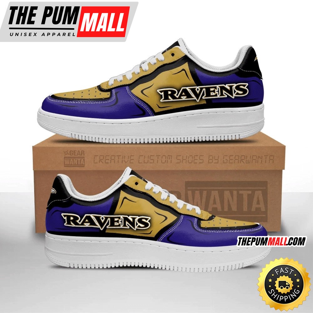 NFL Baltimore Ravens Air Force 1 Shoes Football Sports Sneaker Shoes