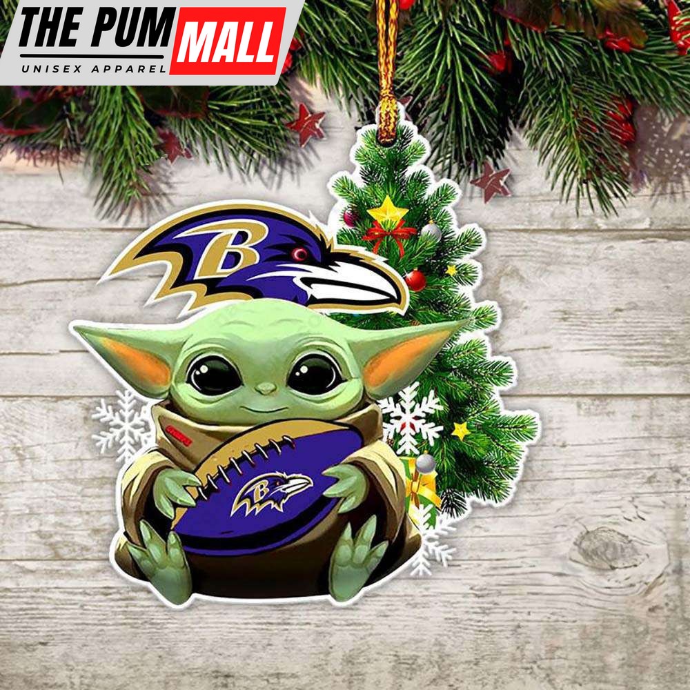NFL Baltimore Ravens Baby Yoda Christmas Ornament Xmas Tree Decoration Limited Edition