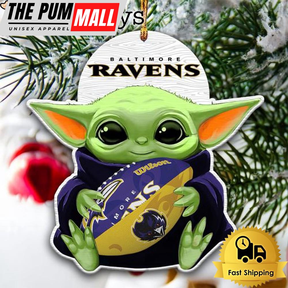 NFL Baltimore Ravens Baby Yoda Christmas Tree Ornament Limited Edition