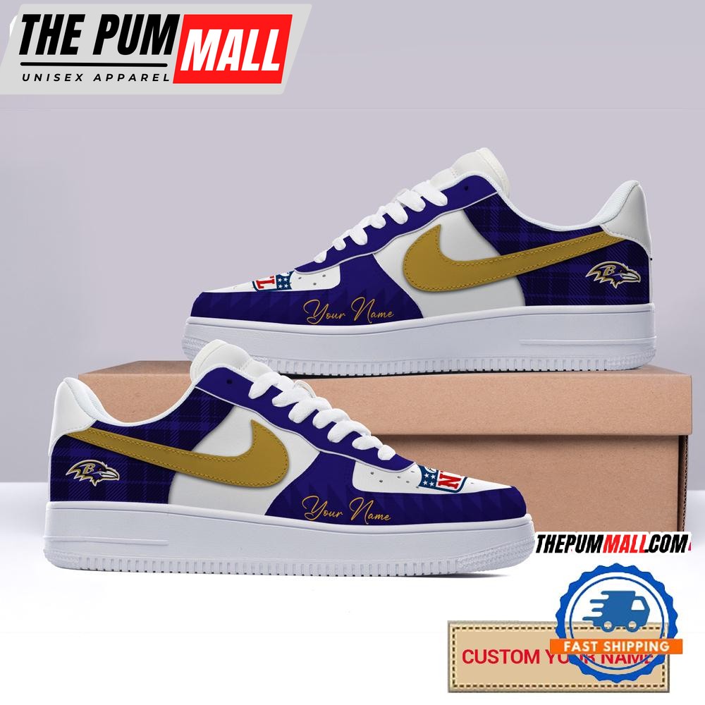 NFL Baltimore Ravens Christmas Logo Pattern Custom Air Force 1 Shoes Sneaker
