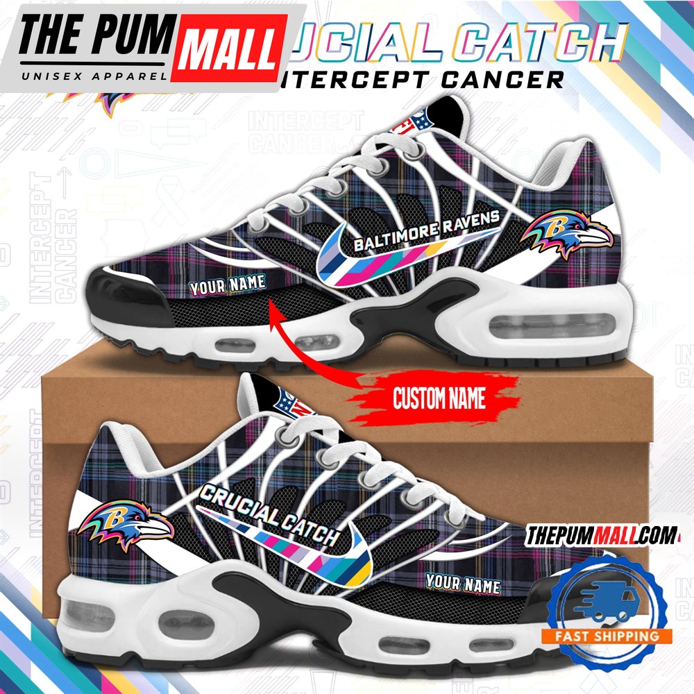 NFL Baltimore Ravens Crucial Catch Intercept Cancer Air Max Plus Shoes Sneaker