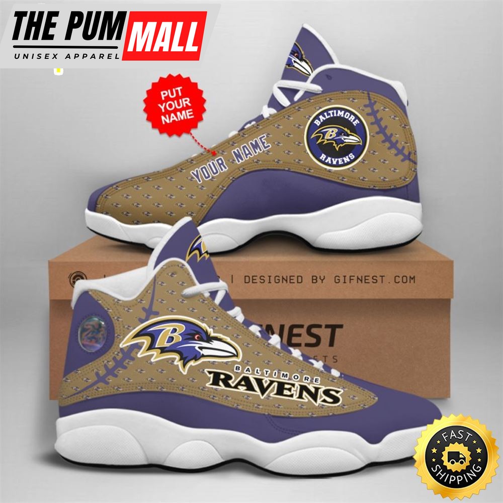 NFL Baltimore Ravens Custom Name Air Jd 13 Shoes V6