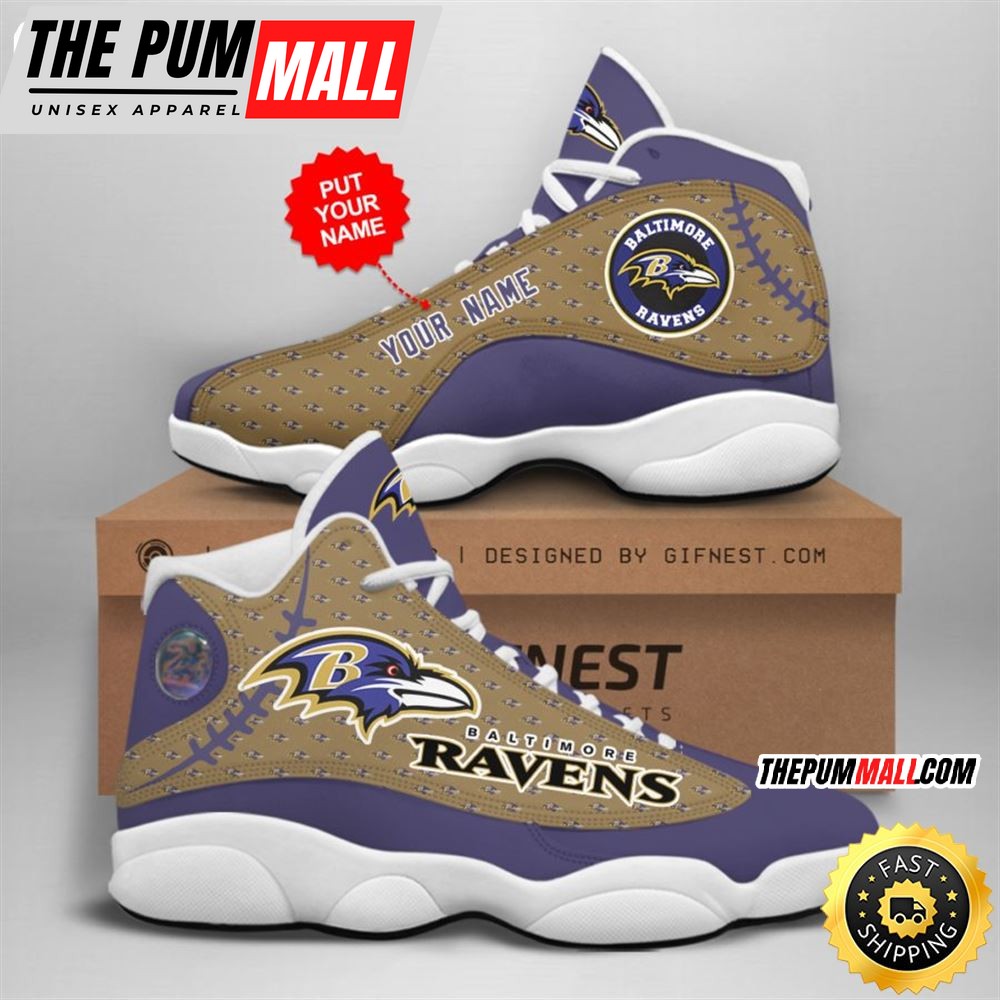 NFL Baltimore Ravens Custom Name Air Jd 13 Shoes V6