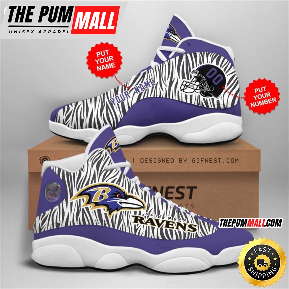 NFL Baltimore Ravens Custom Name Number Air Jd 13 Shoes V5