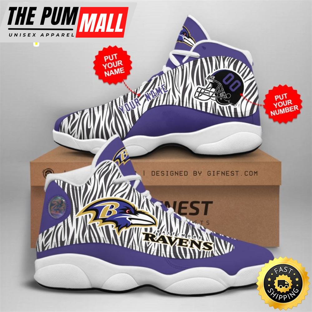 NFL Baltimore Ravens Custom Name Number Air Jd 13 Shoes V5