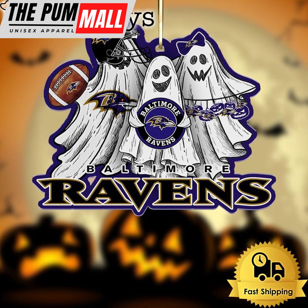 NFL Baltimore Ravens Football Halloween Ghosts Ornament Limited Edition