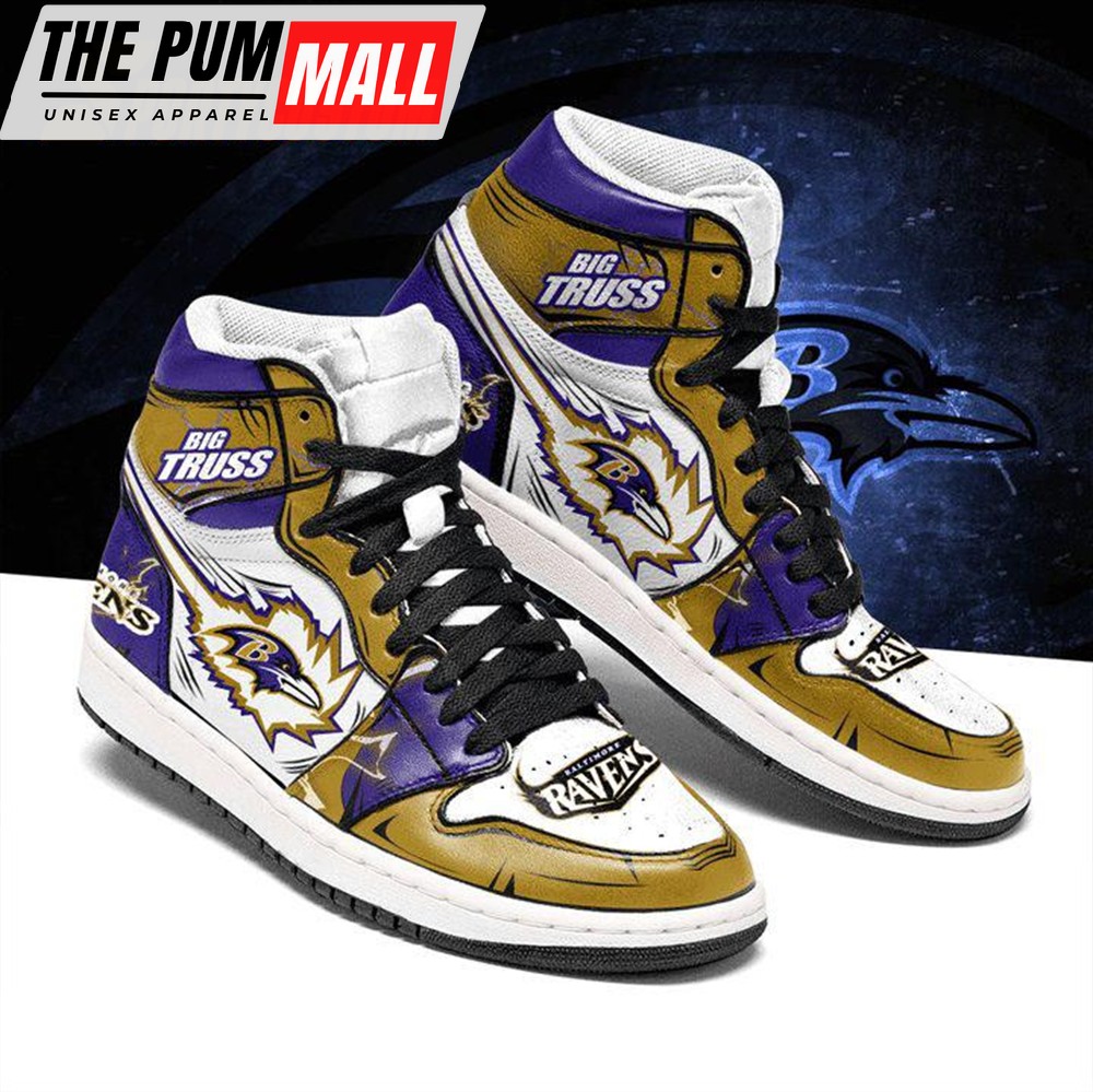 NFL Baltimore Ravens Football Logo Team Air Jd 1 Hightop Shoes Sneakers