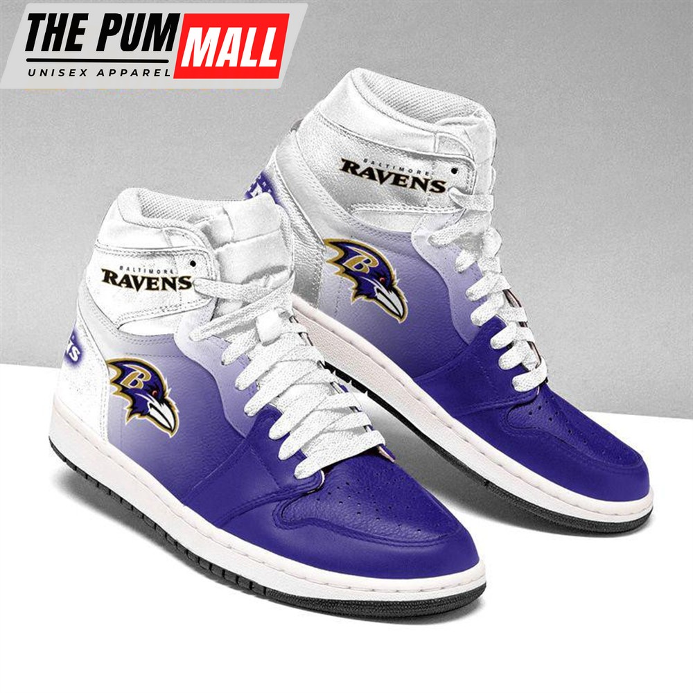 NFL Baltimore Ravens Football Team Air Jd 1 Hightop Shoes Sizes