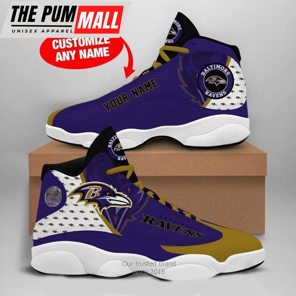 NFL Baltimore Ravens Football Team Air Jd 13 Sneaker Shoes