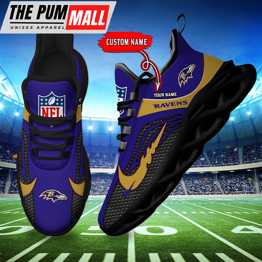 NFL Baltimore Ravens Football Team New Design Max Soul Shoes Sneaker