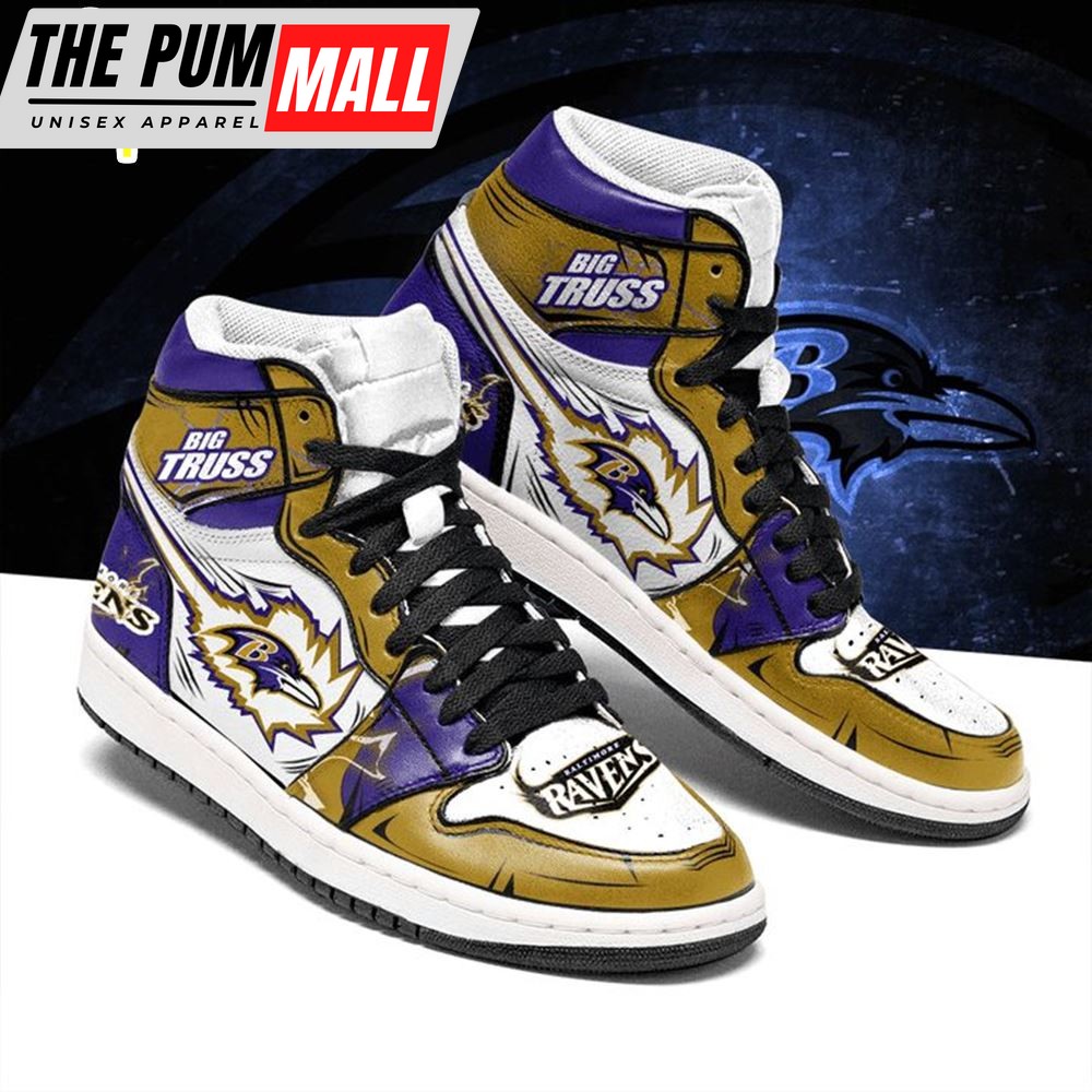 NFL Baltimore Ravens Gold Purple Air Jd 1 High Sneakers
