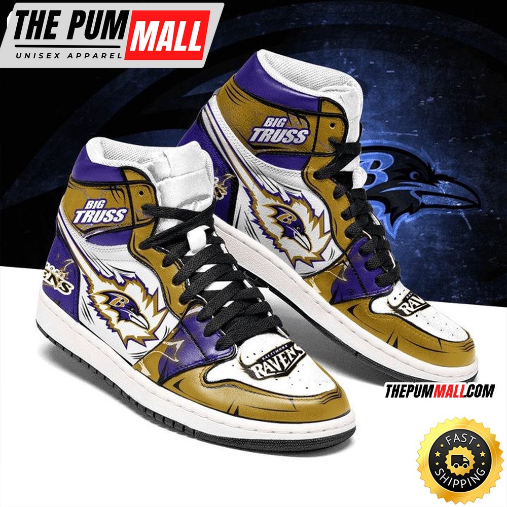NFL Baltimore Ravens Gold Purple Air Jd 1 High Sneakers