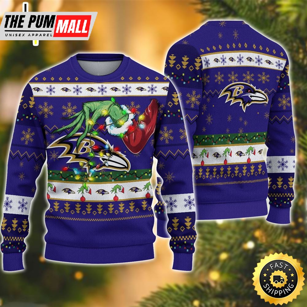 NFL Baltimore Ravens Grinch Christmas Ugly Sweater