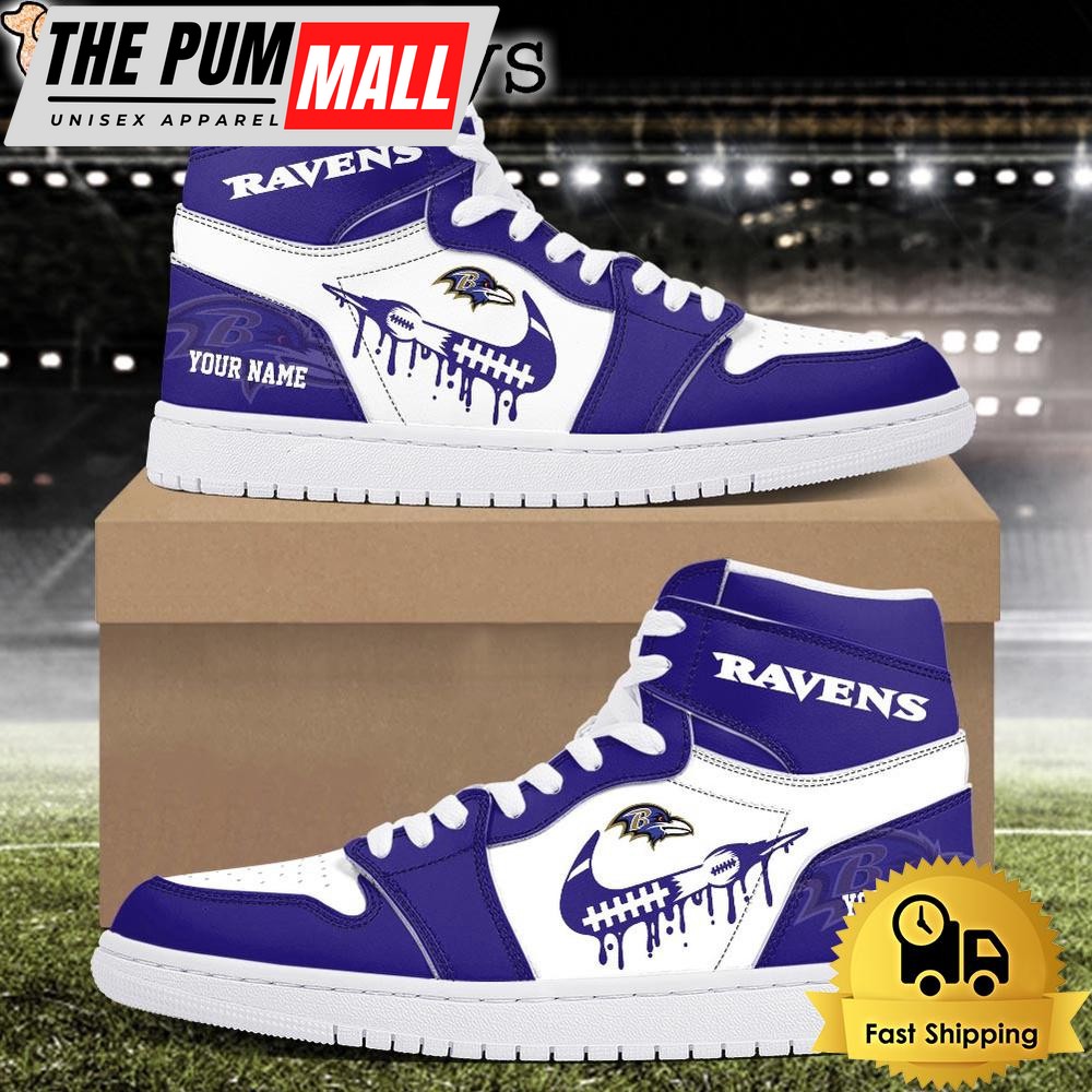 NFL Baltimore Ravens Grunge Style Custom Air Jd 1 Shoes