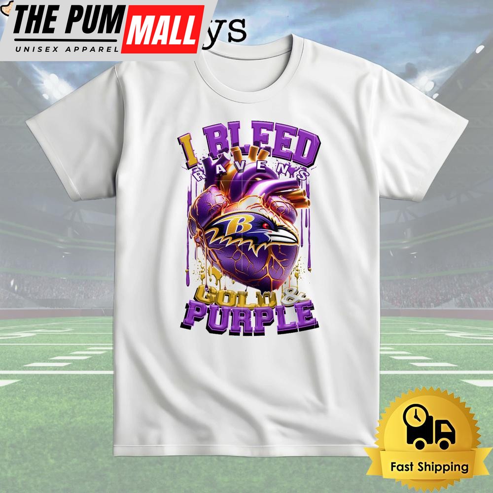 NFL Baltimore Ravens I Bleed Gold Purple T Shirt