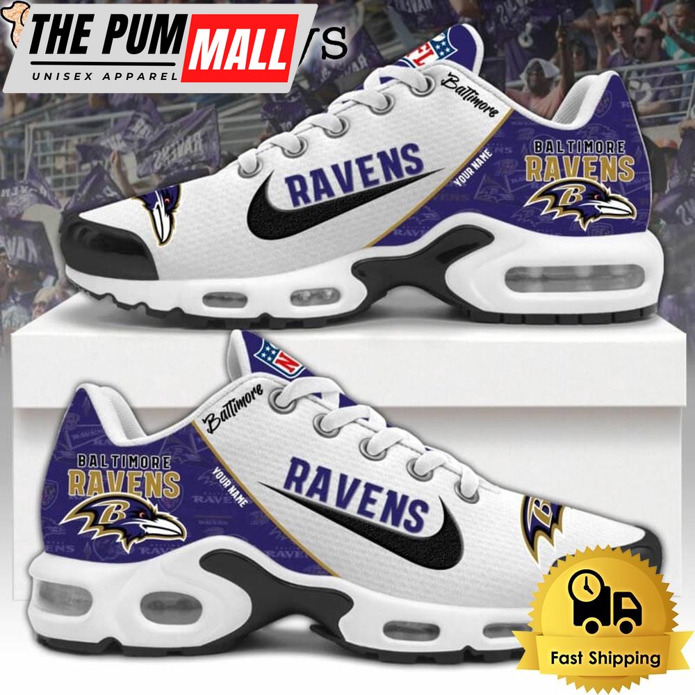 NFL Baltimore Ravens Logo 2024 Custom Air Max Plus Shoes, NFL Fan Shoes