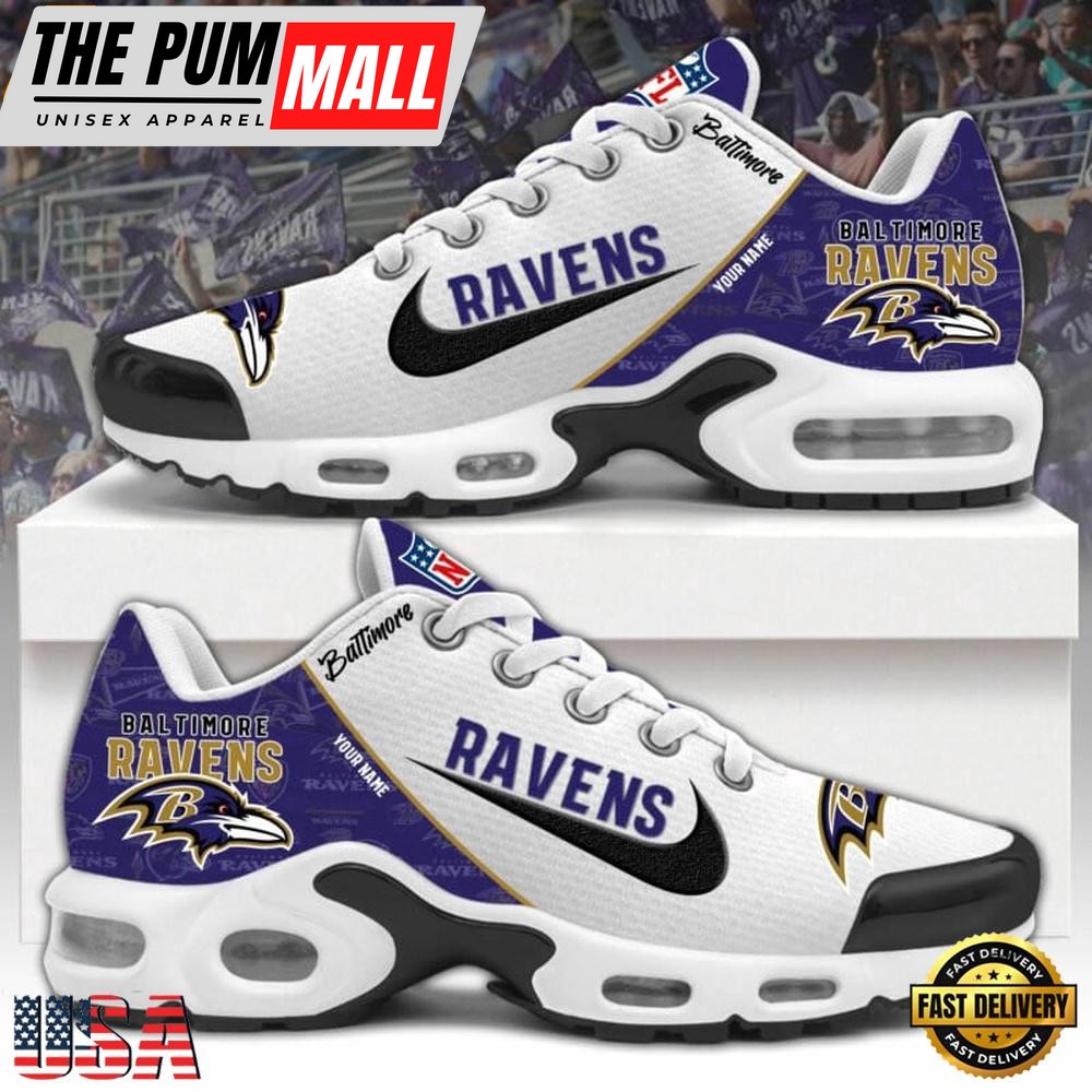 NFL Baltimore Ravens Logo 2025 Custom Air Max Plus Shoes Running Sneakers