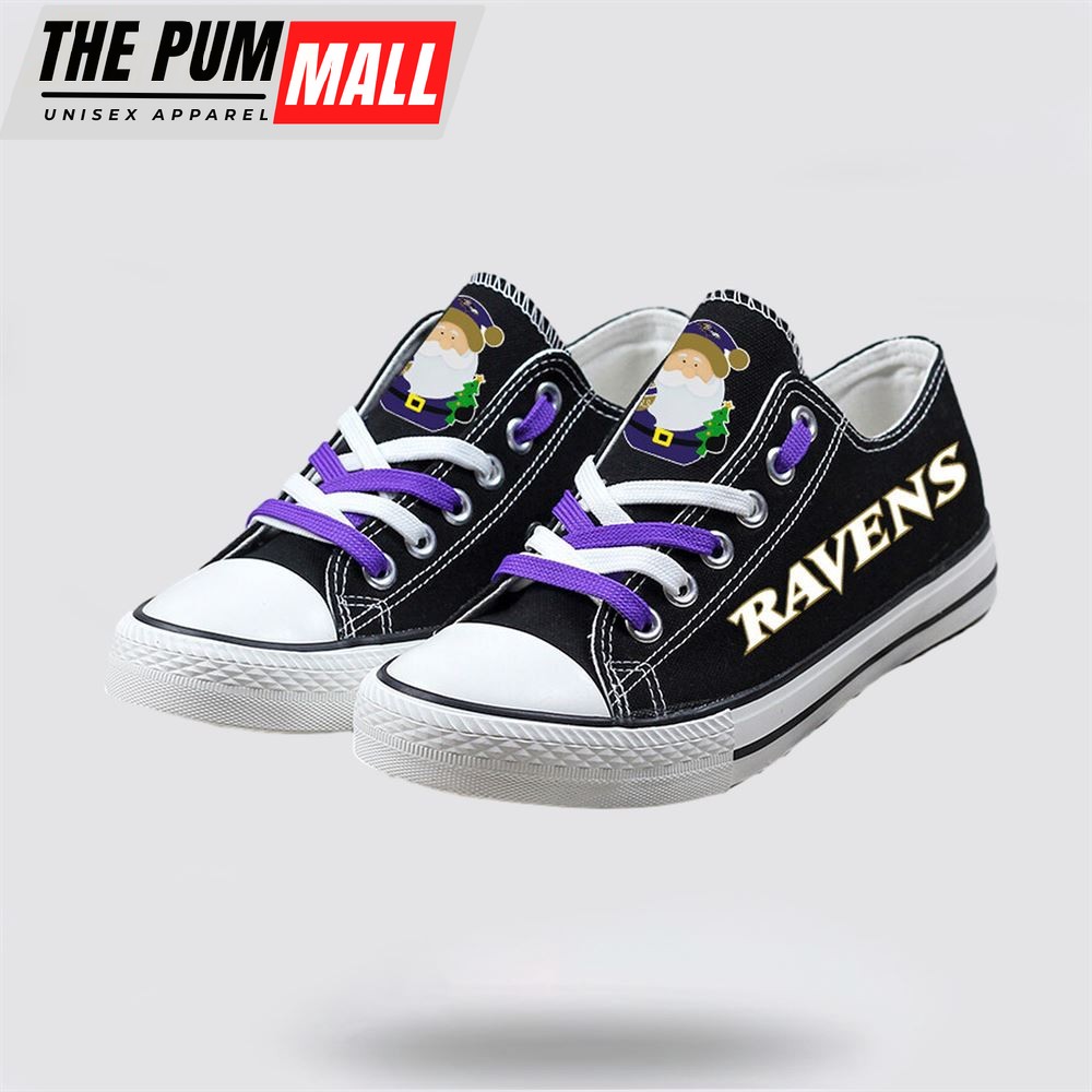 NFL Baltimore Ravens Low Top Canvas Print Chrismas Design Shoes Sport Sneakers