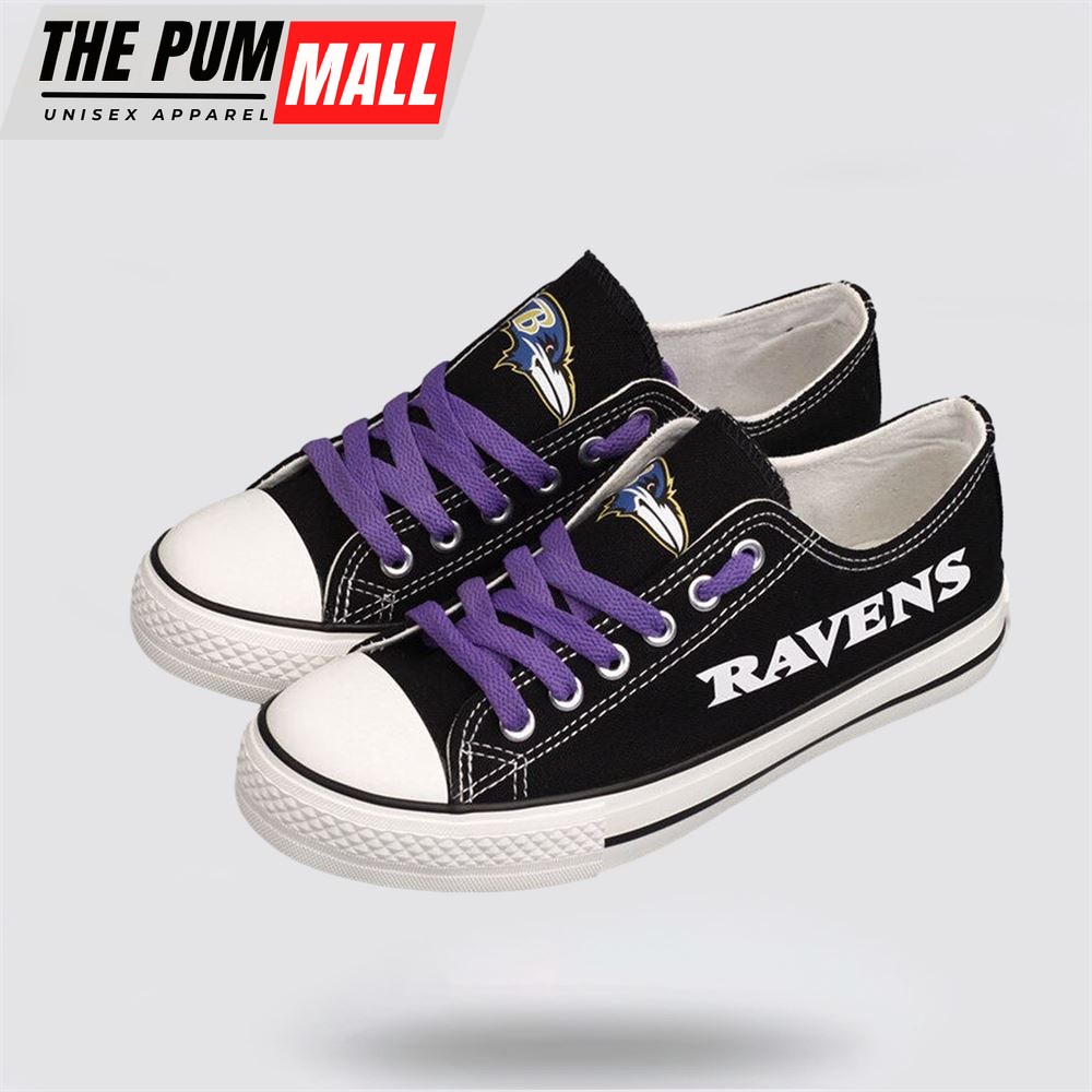 NFL Baltimore Ravens Low Top Canvas Shoes Sport Sneakers Fuel Your Passion For The Game With Every Stride