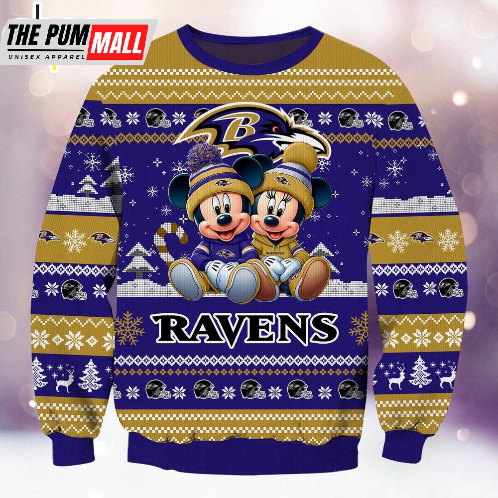nfl-baltimore-ravens-mickey-and-minnie-cute-christmas-ugly-sweater-e8iha6v3 NFL Baltimore Ravens Mickey And Minnie Cute Christmas Ugly Sweater