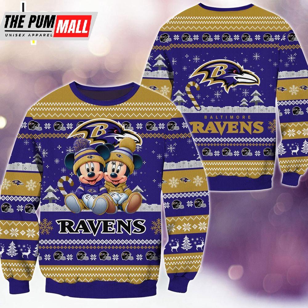 nfl-baltimore-ravens-mickey-and-minnie-cute-christmas-ugly-sweater-e8iha6v3 NFL Baltimore Ravens Mickey And Minnie Cute Christmas Ugly Sweater