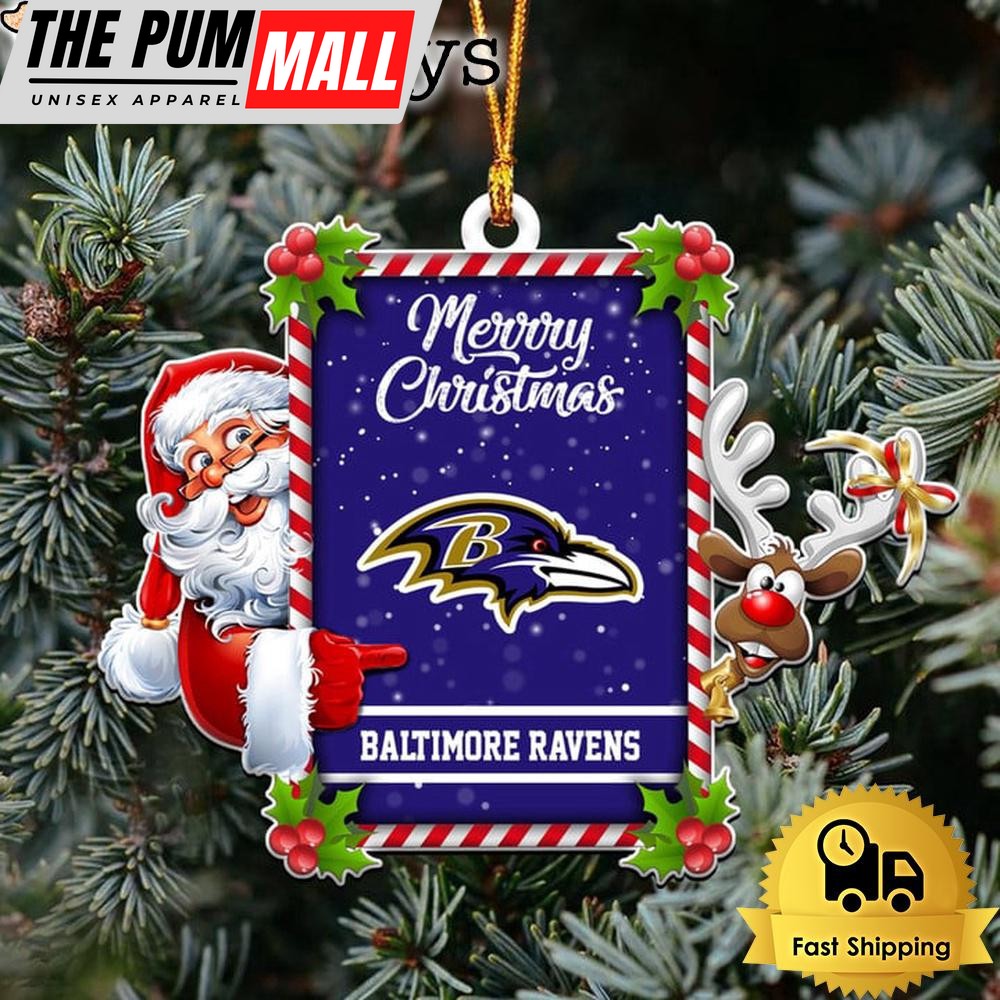 NFL Baltimore Ravens Santa Claus Merry Christmas Ornament Limited Edition