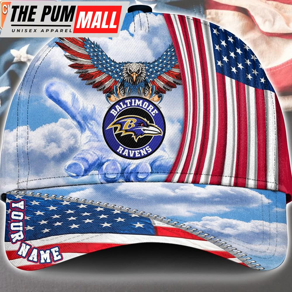 NFL Baltimore Ravens Special American Flag Veterans Custom Cap