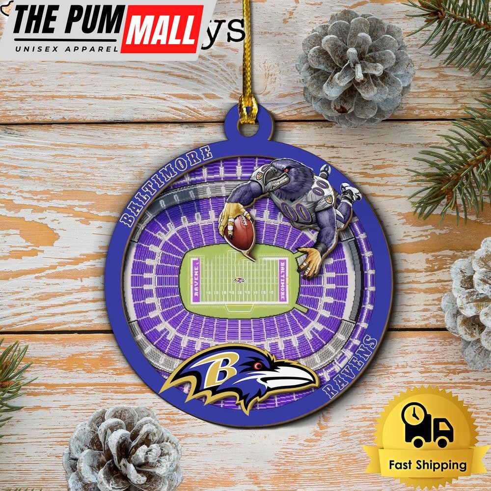 NFL Baltimore Ravens StadiumView Layered Wood Christmas Ornament Limited Edition