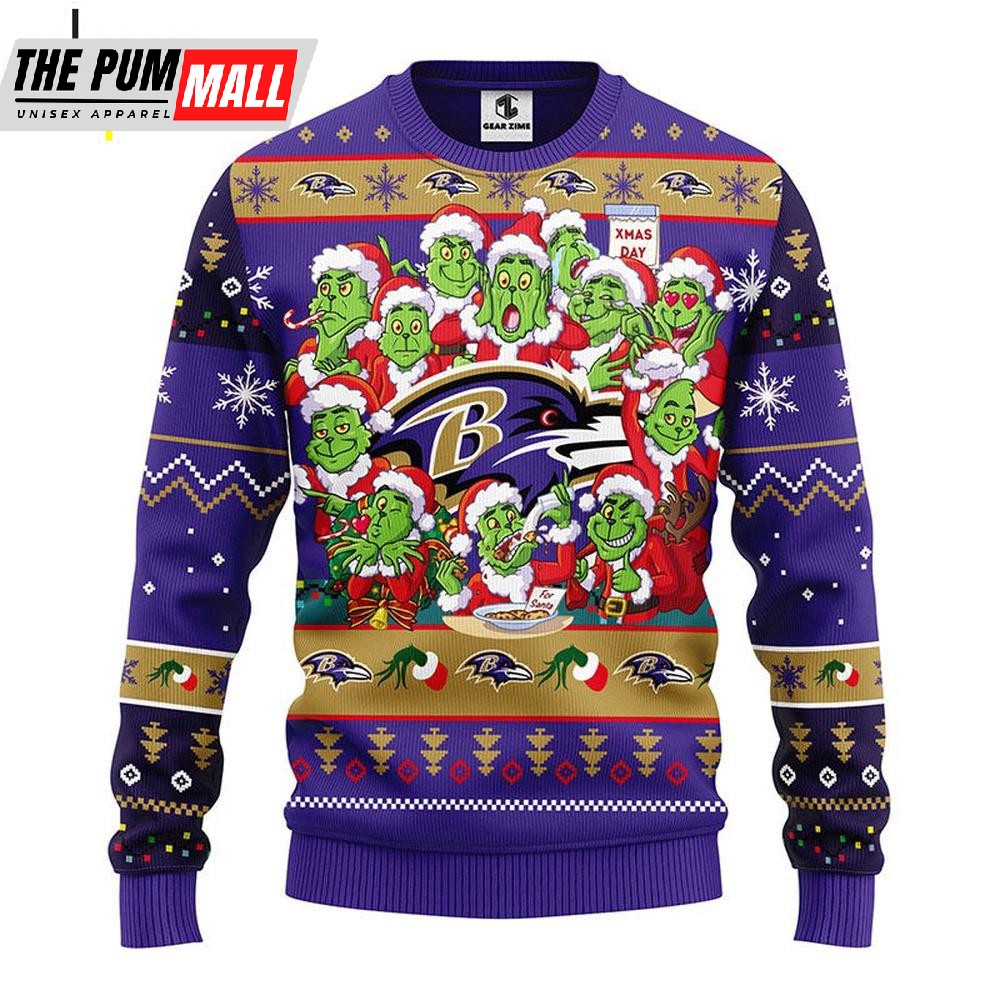 NFL Baltimore Ravens The Gricnh Christmas Ugly Sweater