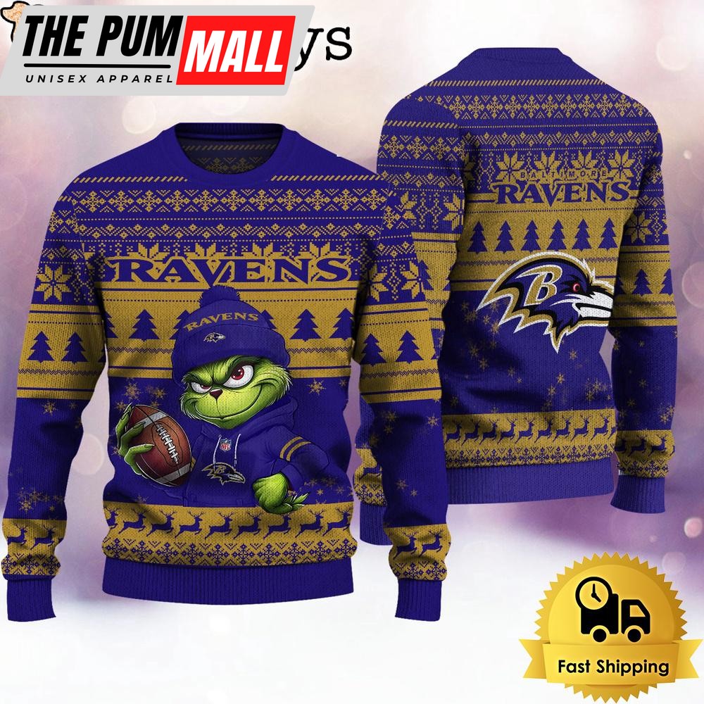 NFL Baltimore Ravens The Grinch Ugly Christmas Sweater