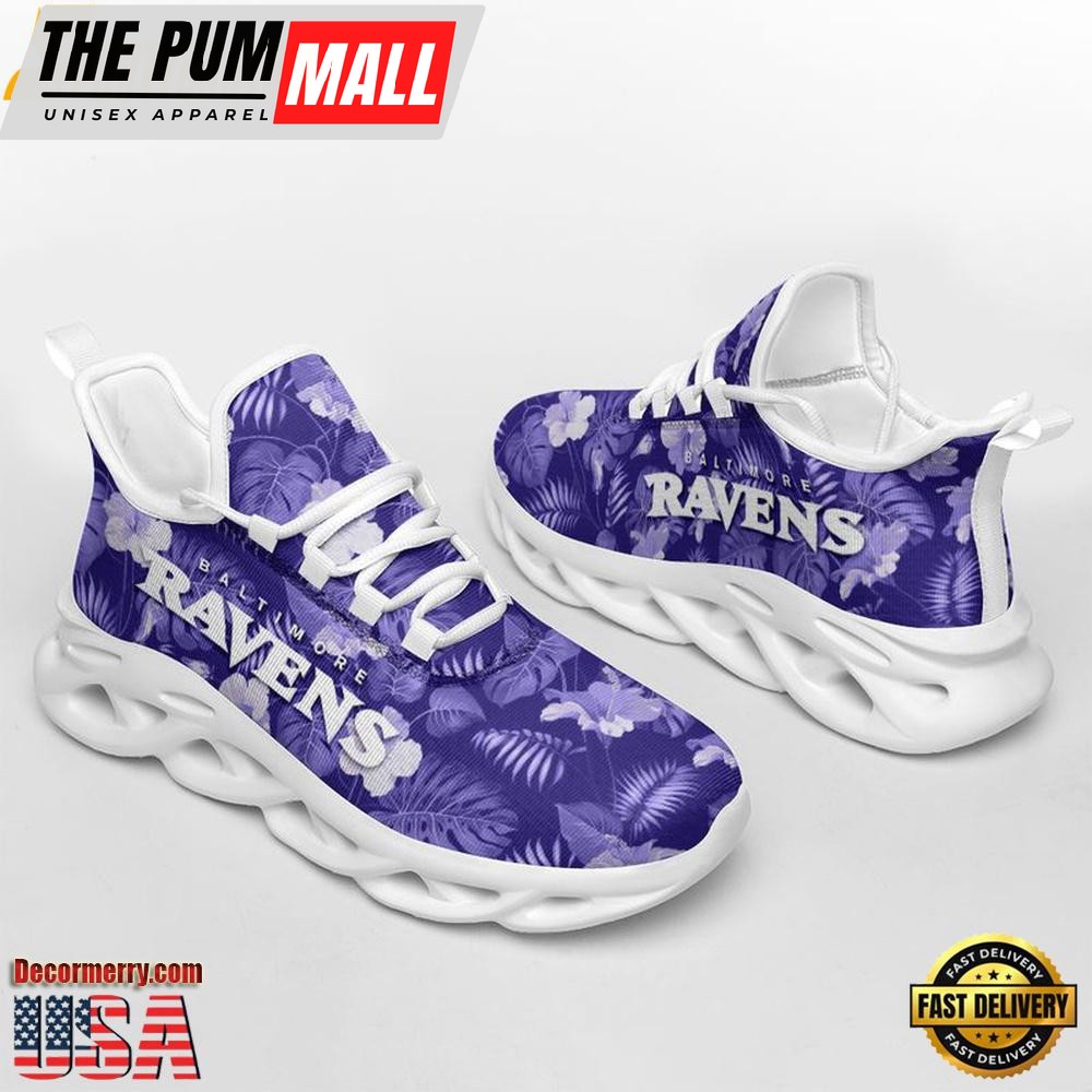 NFL Baltimore Ravens Tropical Flowers Max Soul Shoes , Running Sneakers Shoes