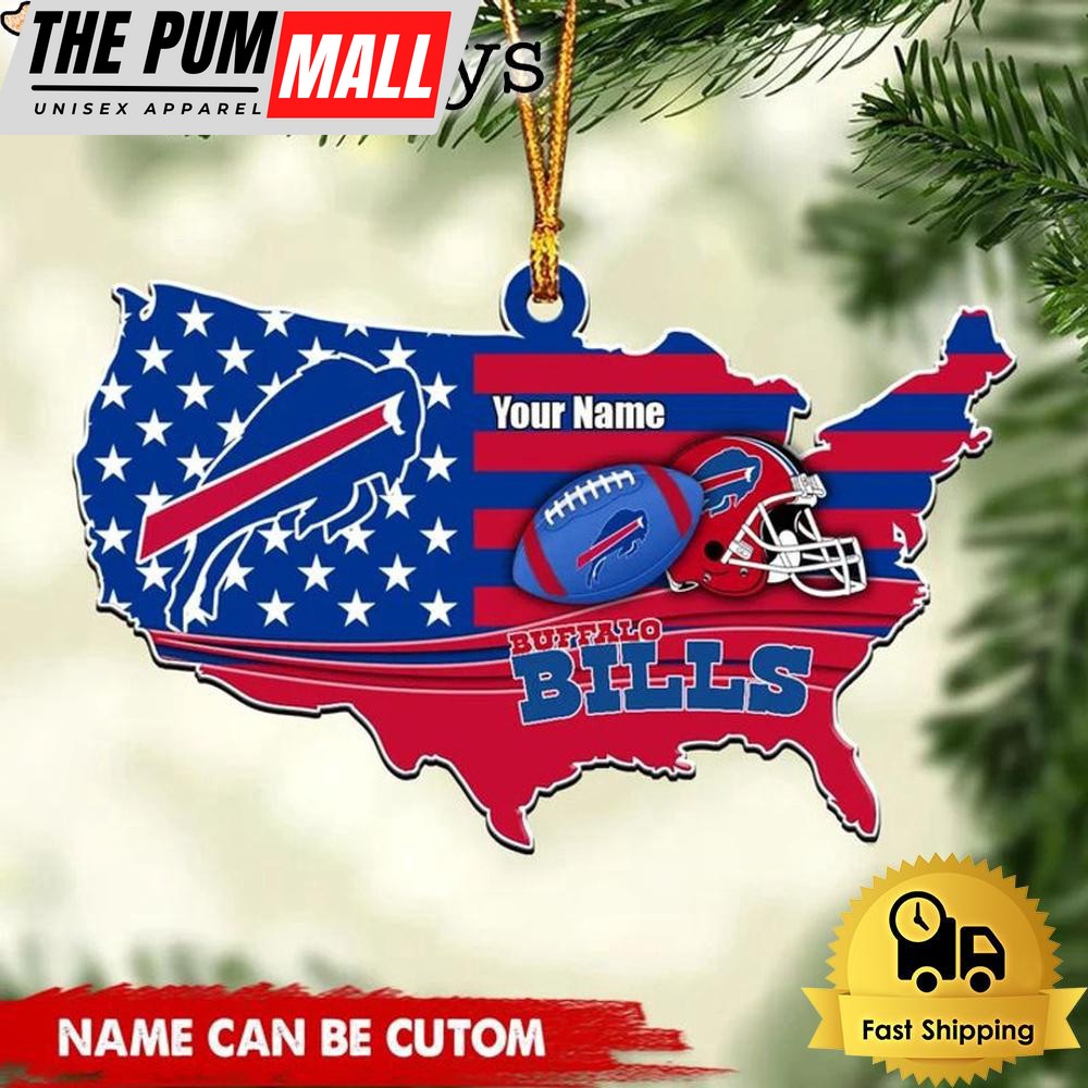 NFL Buffalo Bills American Flag Logo Team Custom Christmas Ornament Limited Edition