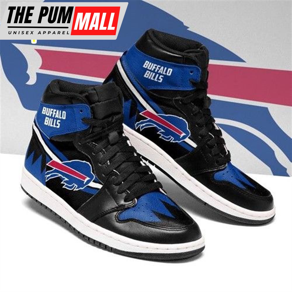 NFL Buffalo Bills Blue Black Logo Air Jd 1 High Sneakers