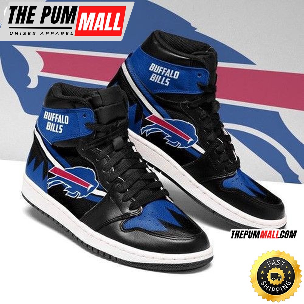 NFL Buffalo Bills Blue Black Logo Air Jd 1 High Sneakers