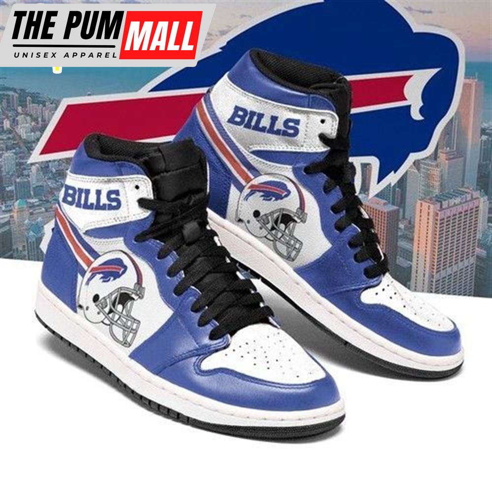 NFL Buffalo Bills Blue White Helmet Air Jd 1 High Sneakers