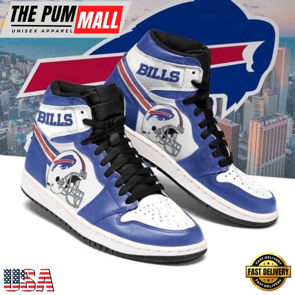 NFL Buffalo Bills Blue White Helmet Air Jd 1 High Sneakers For Men