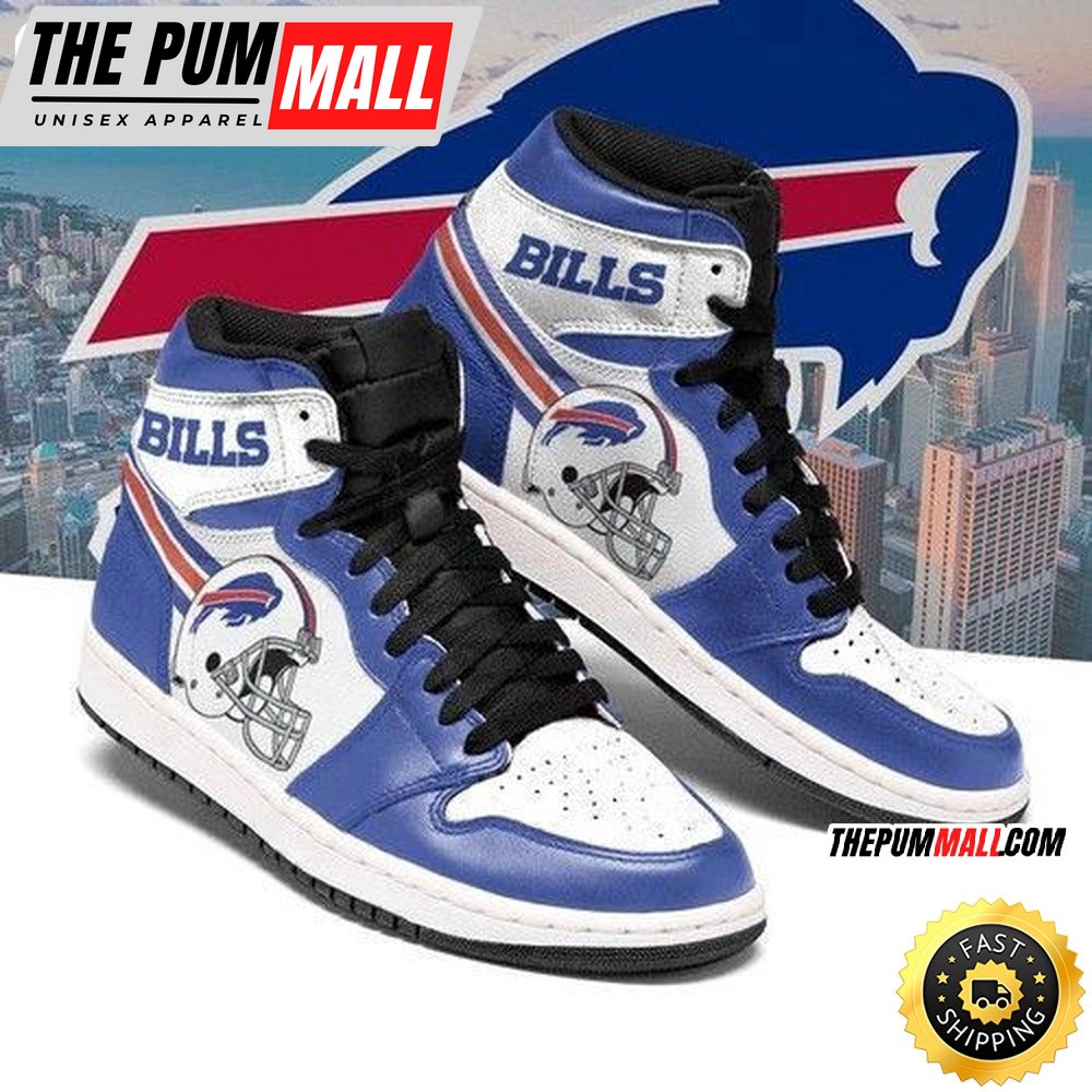 NFL Buffalo Bills Blue White Helmet Air Jd 1 High Sneakers