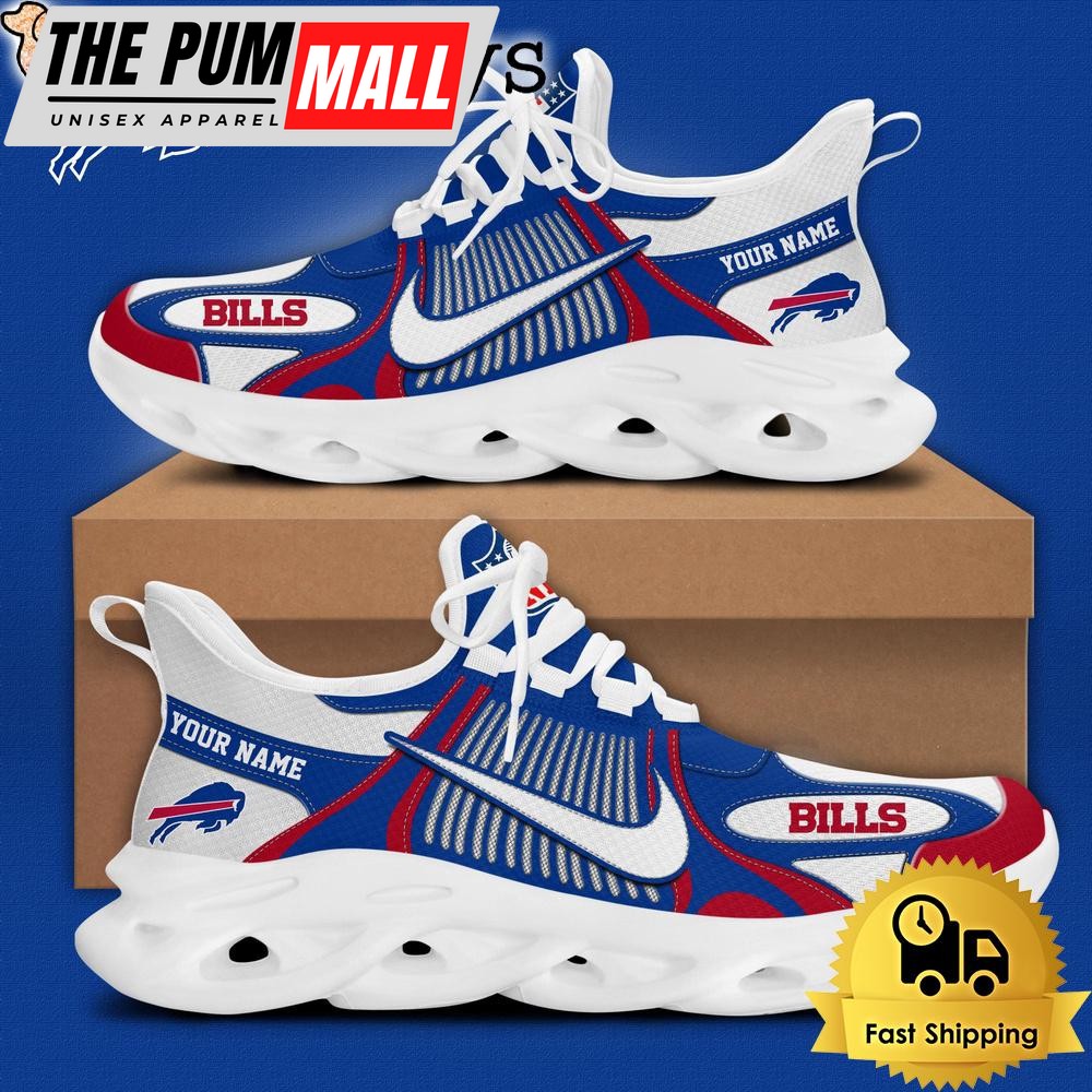 NFL Buffalo Bills Blue White Stripes Logo Custom Clunky Max Soul Shoes
