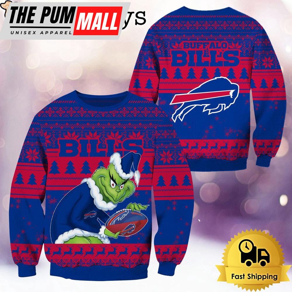 NFL Buffalo Bills Grinch Custom Name Ugly Christmas Sweater