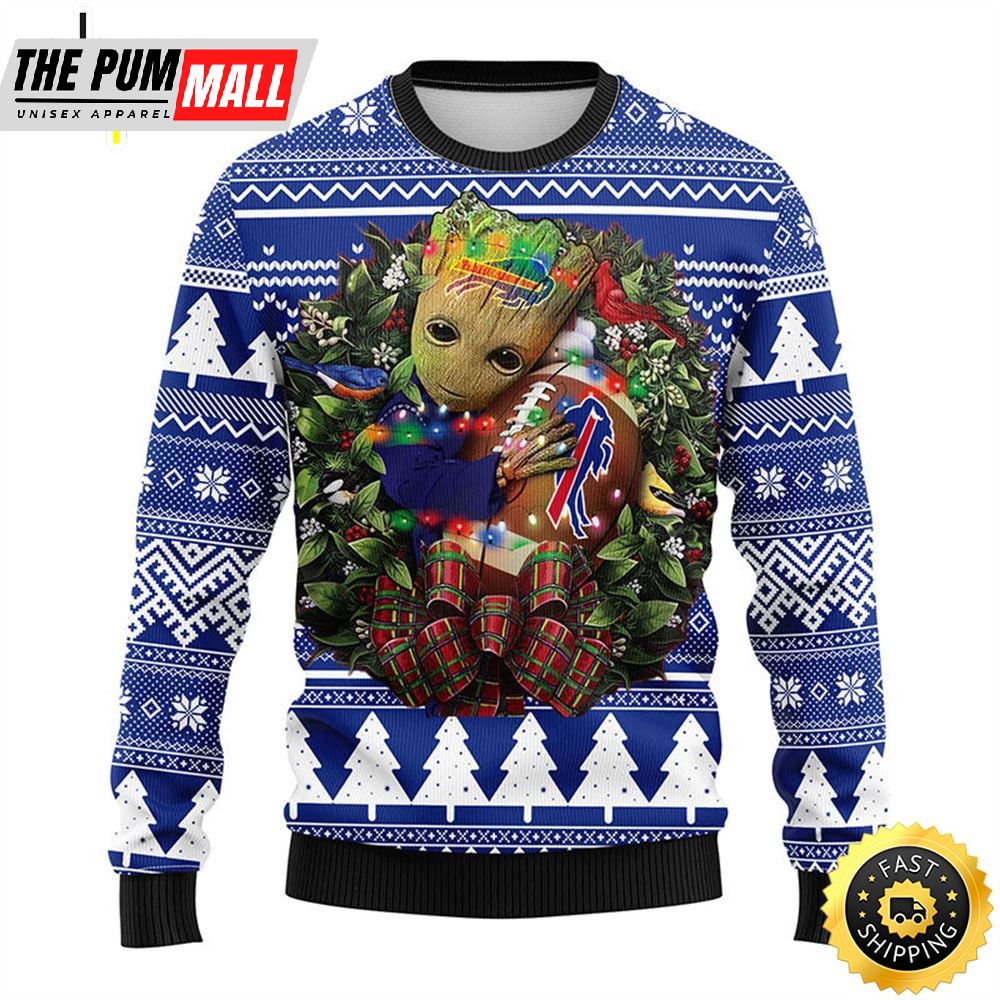 NFL Buffalo Bills Groot Hug Christmas Ugly Sweater