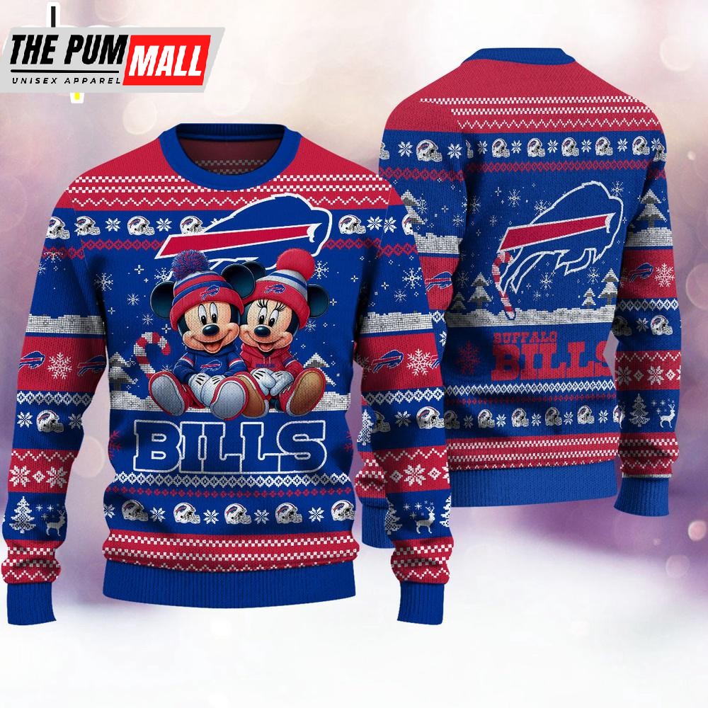 NFL Buffalo Bills Mickey And Minnie Cute Christmas Ugly Sweater