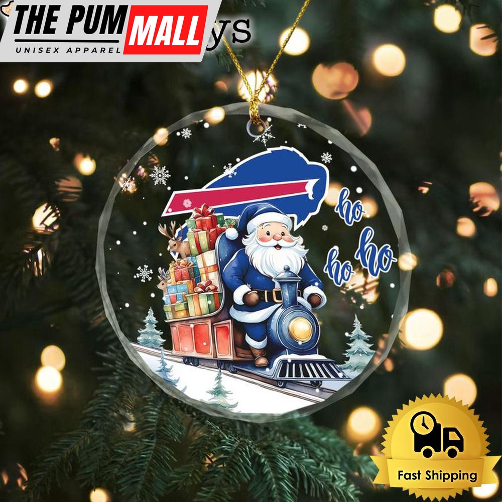 NFL Buffalo Bills Santa Is Coming Christmas Crystal Glass Ornament Limited Edition