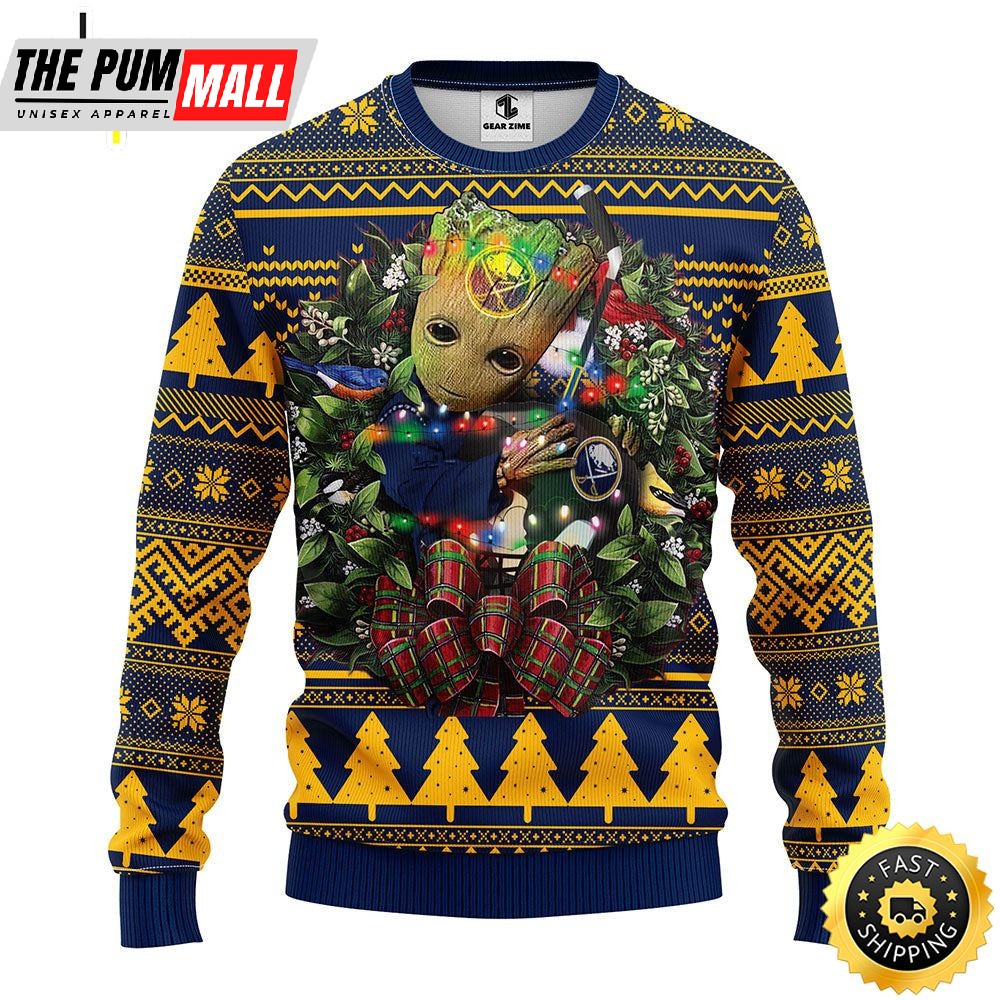 NFL Buffalo Sabres Groot Hug Christmas Ugly Sweater
