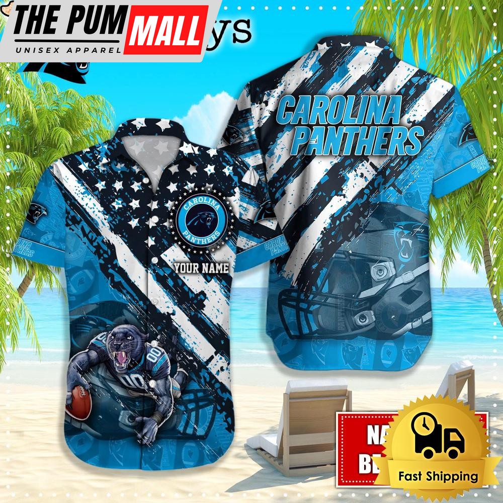 NFL Carolina Panthers American Flag Custom Hawaiian Shirts
