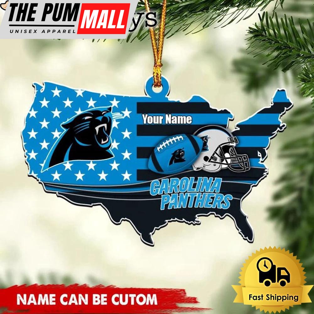 NFL Carolina Panthers American Flag Logo Team Custom Christmas Ornament Limited Edition