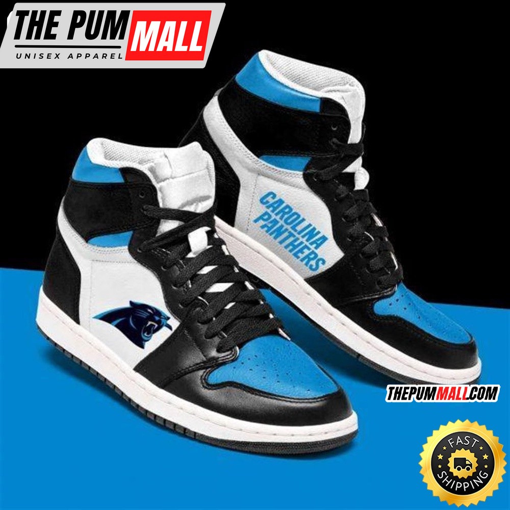 NFL Carolina Panthers Black Blue Air Jd 1 High Sneakers For Fans