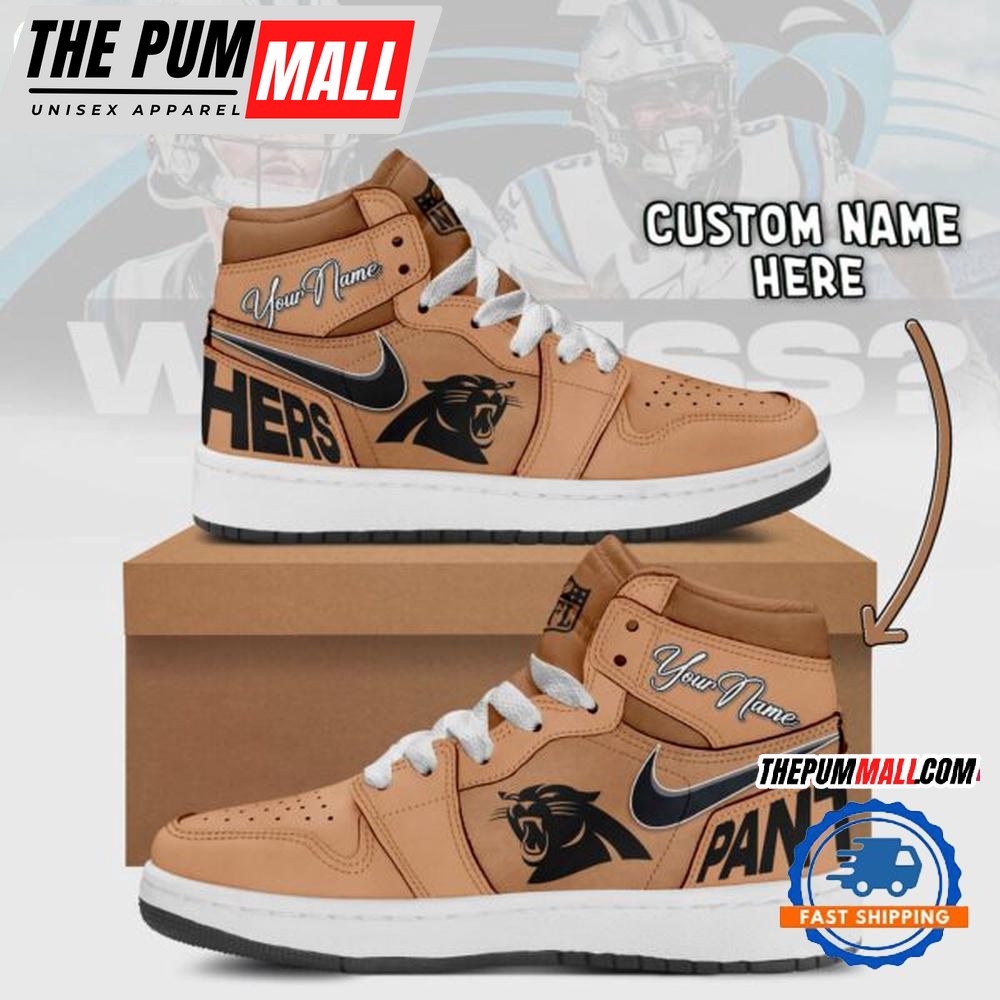 NFL Carolina Panthers Brown Air Jd 1 Hightop Shoes