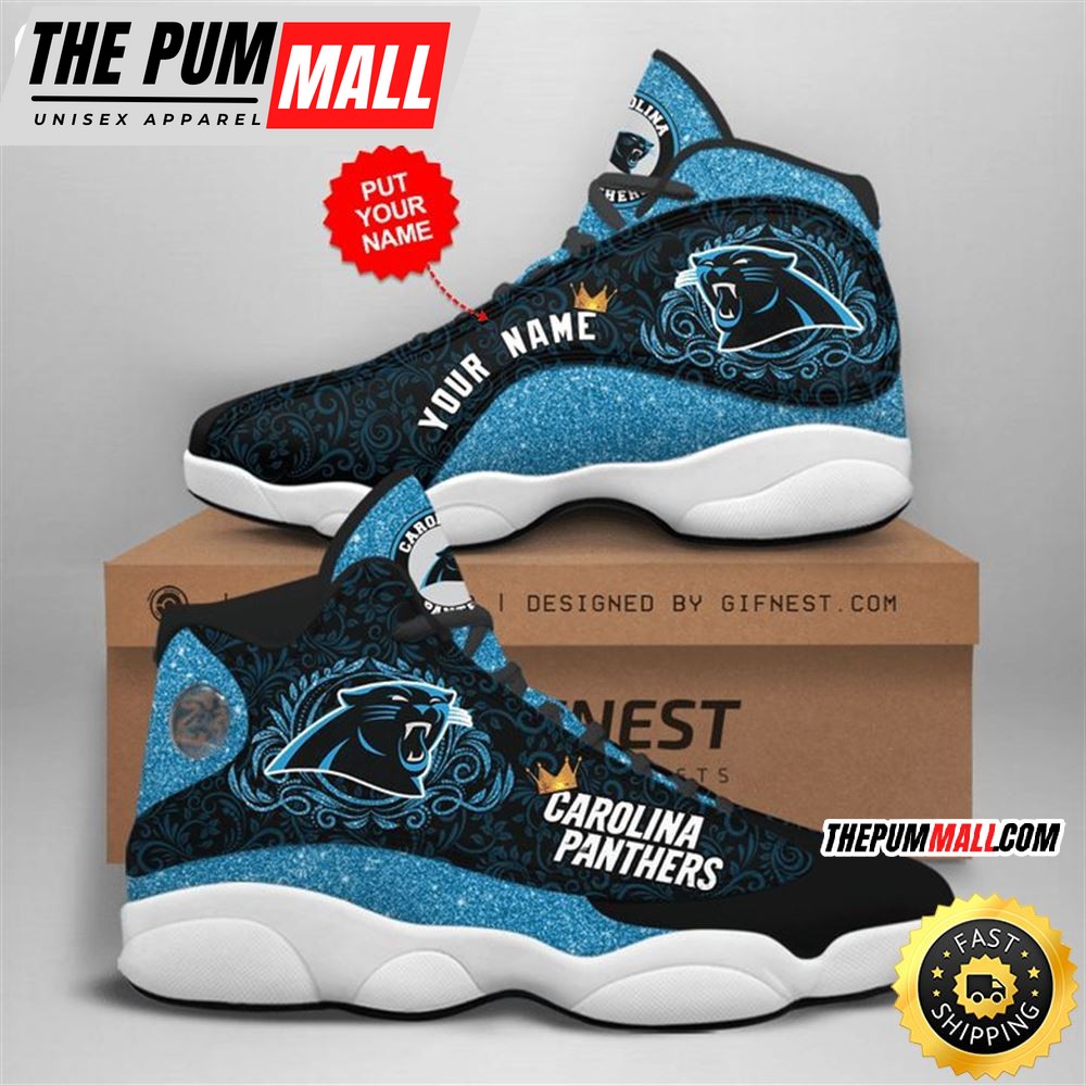 NFL Carolina Panthers Custom Name Blue Black Air Jd 13 Shoes