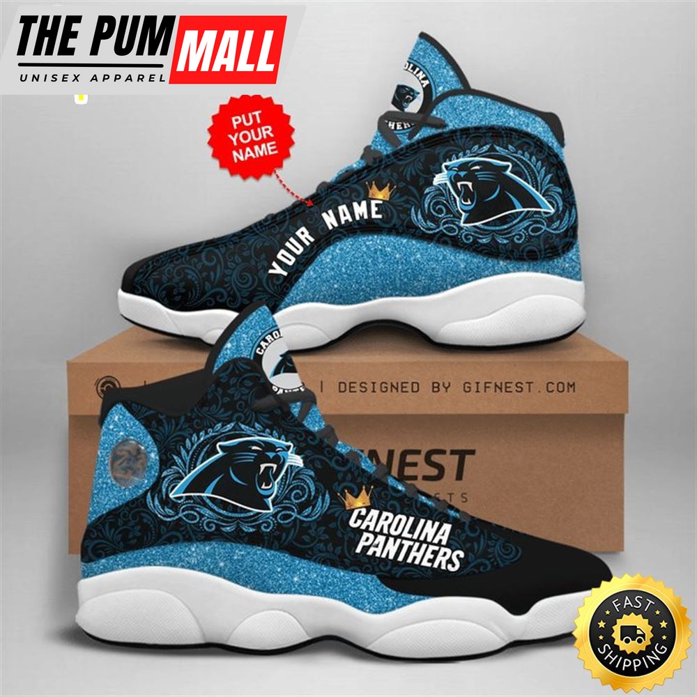 NFL Carolina Panthers Custom Name Blue Black Air Jd 13 Shoes